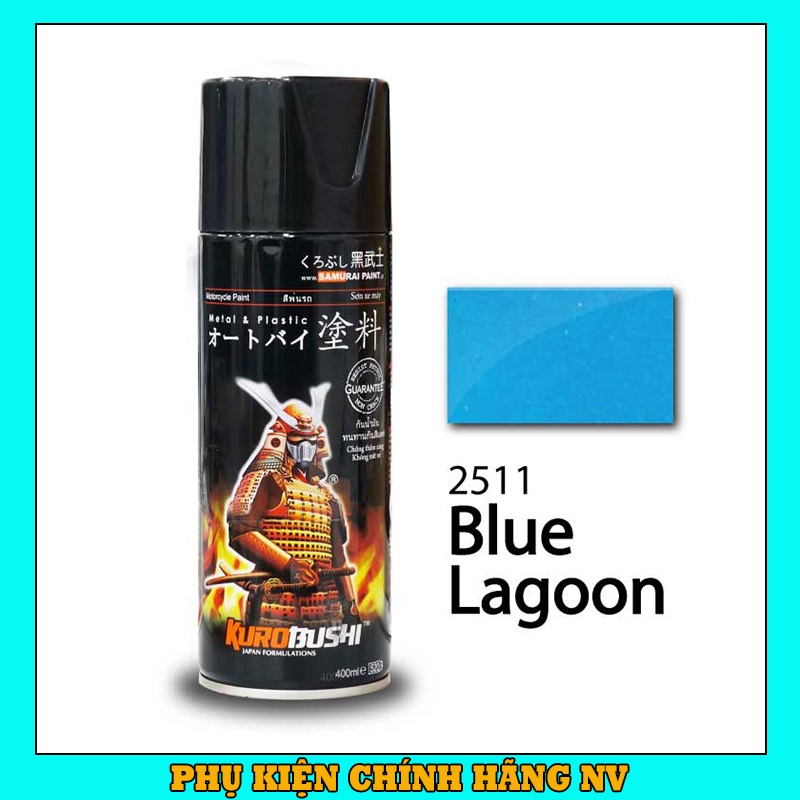 Sơn Samurai màu xanh đầm phá 2511 chính hãng, sơn xịt dàn áo xe máy chịu nhiệt, chống nứt nẻ, kháng xăng