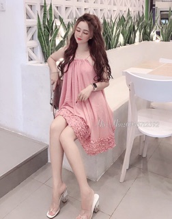 Đầm 2 Dây Voan Nhúng Bèo