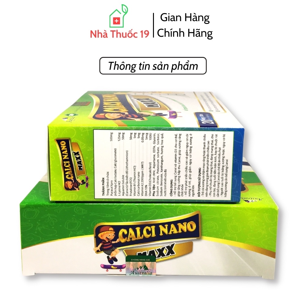 Canxi Ống Calci Nano Maxx - Bổ Sung Canxi Hữu Cơ Cho Phụ Nữ Mang Thai Và Trẻ Em Trong Giai Đoạn Phát Triển (Hộp 20 Ống)