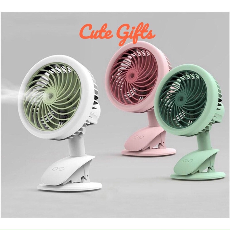 Quạt mini phun sương, hơi nước tích điện sạc USB có kẹp tiện lợi, Clip fan_ Cute Gift Q05