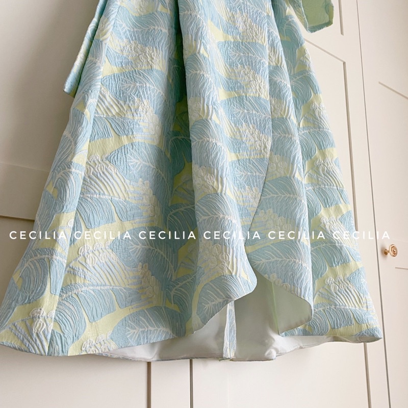 Đầm thiết kế JULIA Dress by CECILIA hoạ tiết xanh ngọc gấm xốp mềm mại