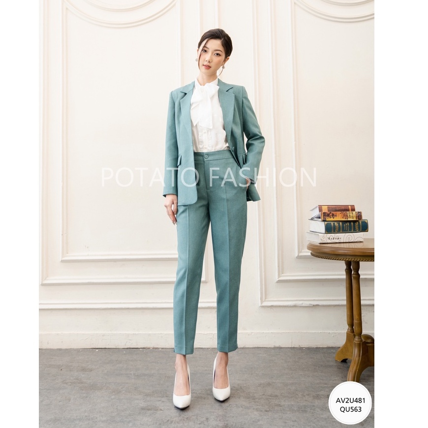 Sét áo vest cổ K một cúc trước 03