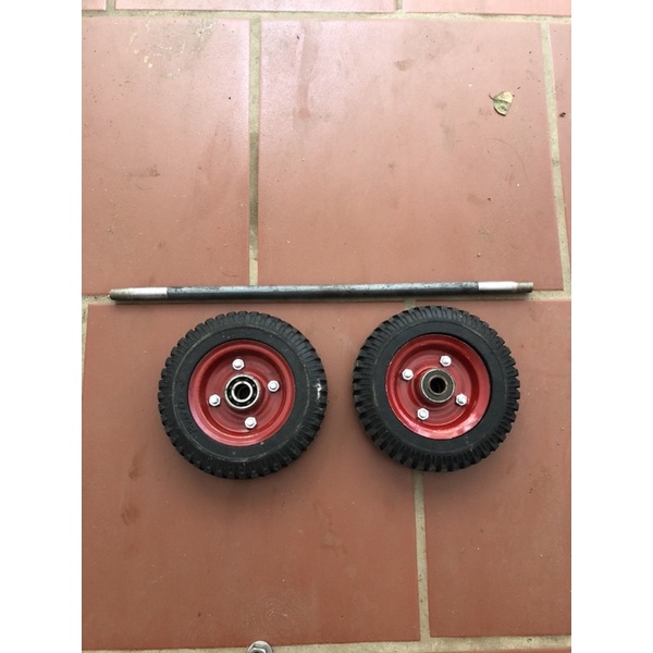 Combo 2 bánh xe đường kính 20 cm + trục xe đẩy