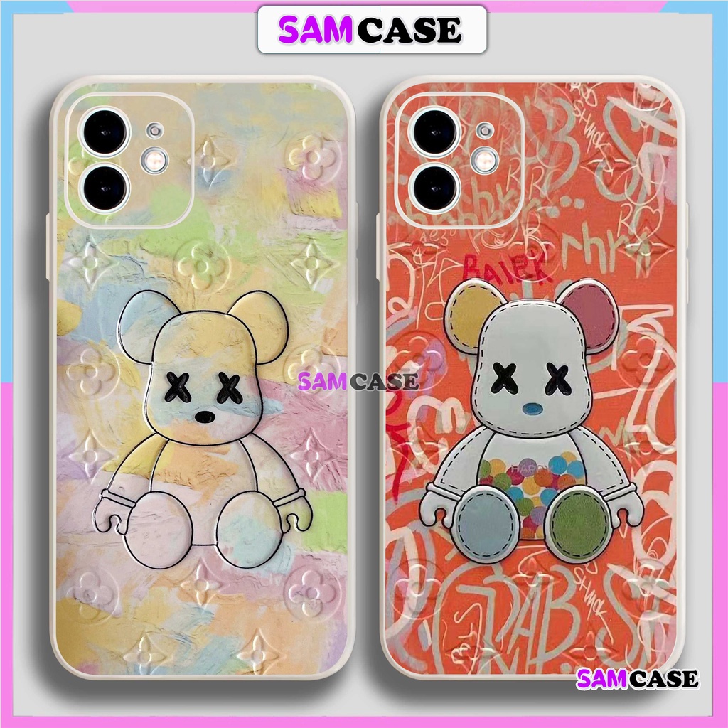 Ốp lưng iPhone 6/6s/7/8/X/XS/11/12/13/14 Pro Plus Max viền vuông chống sốc bảo vệ camera silicon mềm Hình Kaws31-1