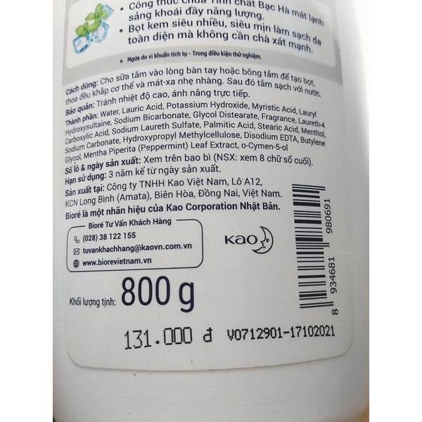 sữa tắm Biore 800ml