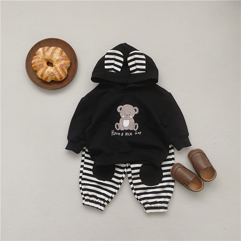 BỘ NỈ BEAR QUẦN KẺ SIÊU CƯNG CHO BÉ TRAI BÉ GÁI 7-15KG