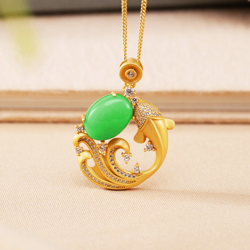 Mặt Dây Chuyền Hình Cá Chép Vàng Phong Cách Cổ Điển Toàn Diện