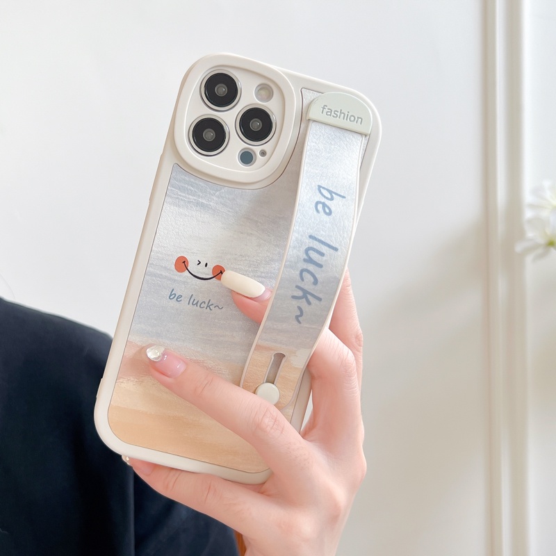 Ốp Điện Thoại Họa Tiết Hoạt Hình Gấu Hồng Kèm Dây Đeo Cổ Tay Chống Sốc Cho Iphone