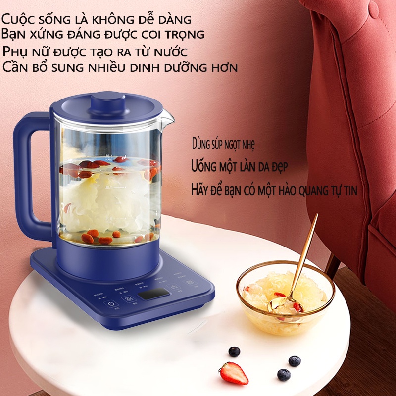 Ấm đun nước ấm pha trà bình thủy tinh 1.5 lít  - Đa chức năng 24 chế độ pha trà, hâm sữa-BẢO HÀNH 3 THÁNG