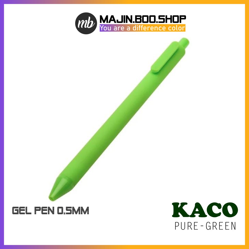Bút gel KACO PURE ngòi 0,5mm mực đen - Xanh lá