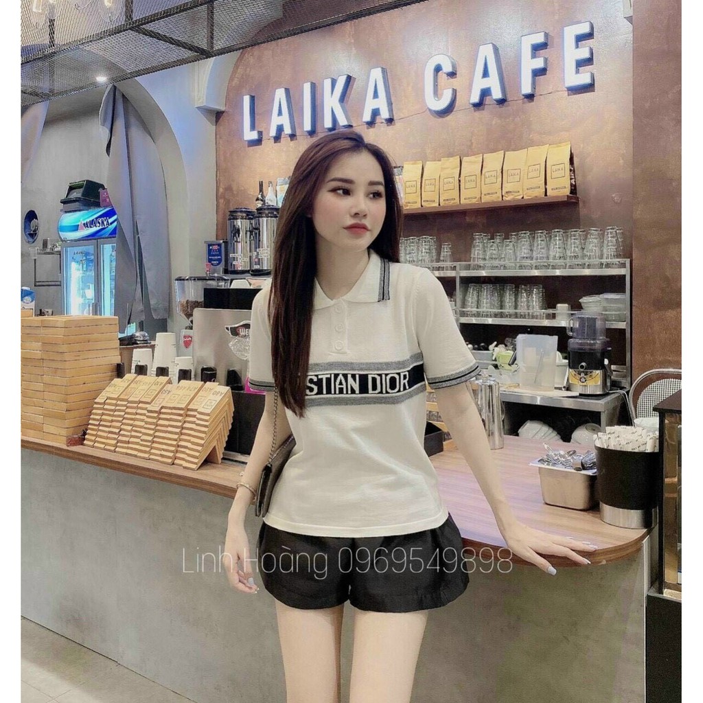 Áo phông len cổ đức sọc kẻ hàng đẹp bán shop
