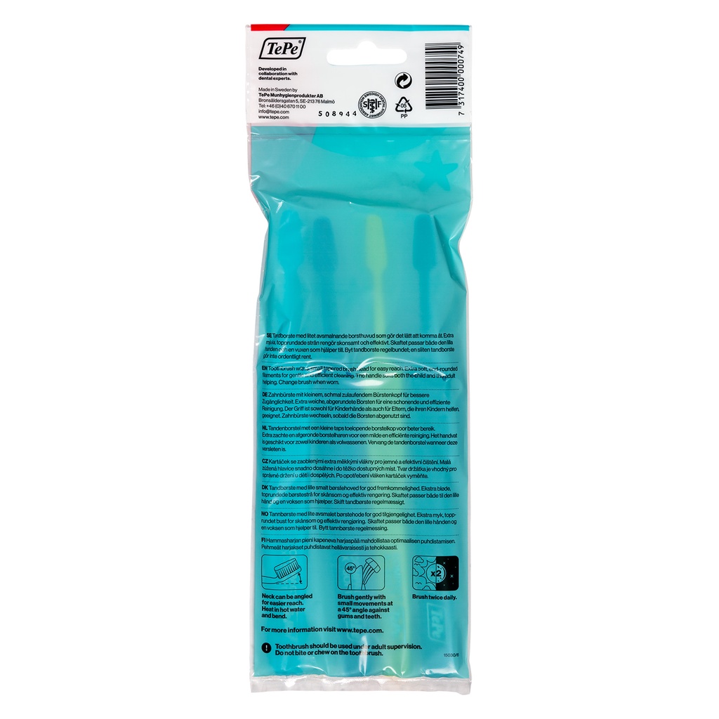 Bộ 4 bàn chải đánh răng siêu mềm cho trẻ em từ 3 tuổi Tepe Kids