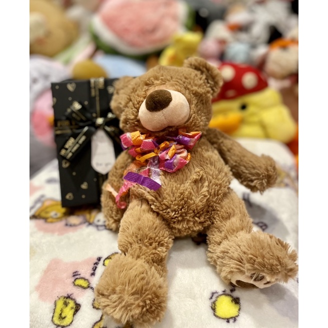 Gấu bông Teddy Bear lông xù mịn cổ đeo nơ 20-25cm hiệu RUSS