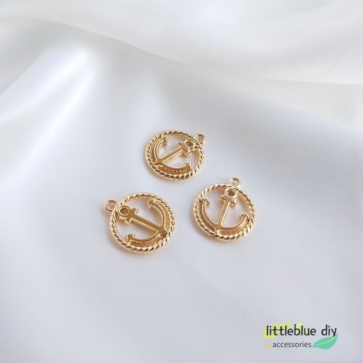 Mặt dây chuyền hình mỏ neo bằng đồng mạ vàng 14k diy