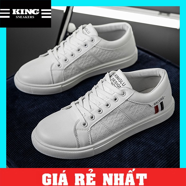 Giày sneaker nam màu trắng đế cao 3cm mã GLD12