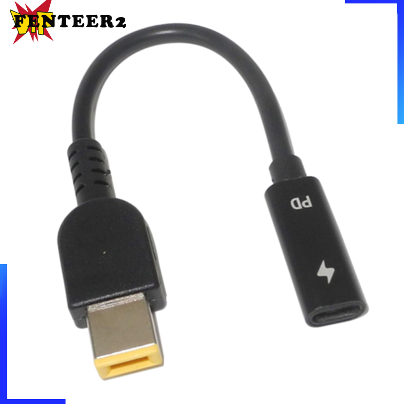 [Fenteer2  3c ]2 Pieces Power Adapter Cable USB Type-C Female To Square Plug Charger For Lenovo