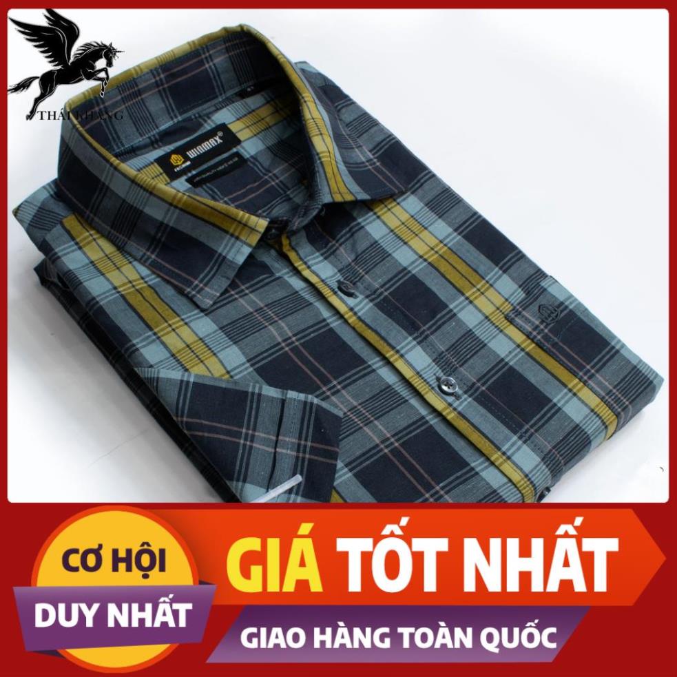 áo sơ mi tay ngắn nam cao cấp hàng bán trong siêu thị loại caro đẹp Thái Khang ASST60