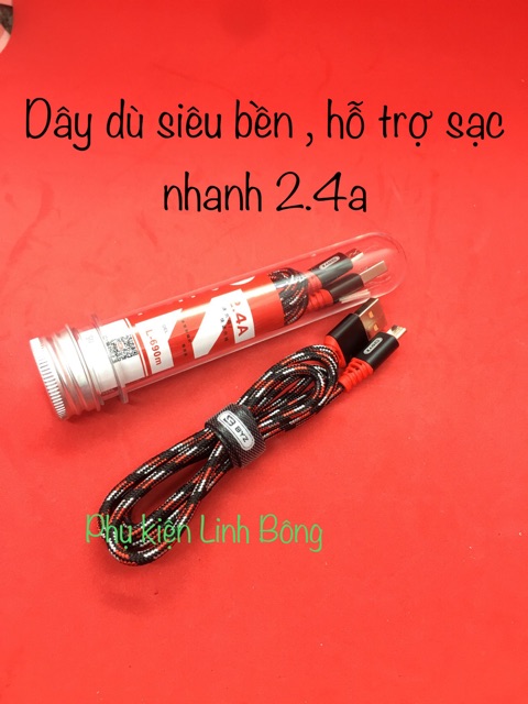 CÁP DÂY DÙ SẠC NHANH cho iphone , samsuNg, opp0, xiao-mi.. siêu bền