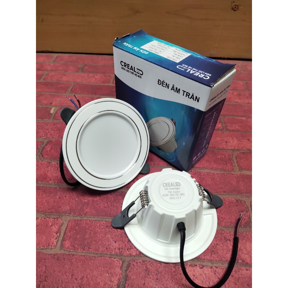 [Chính hãng] Đèn trần thạch cao dạng âm trần 7W 3 màu, 8W 1 màu lỗ khoét từ 80-100mm thương hiệu CREALED, KINDRAY