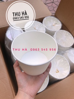 50 bát giấy 1000ml trắng trơn  ( có nắp )