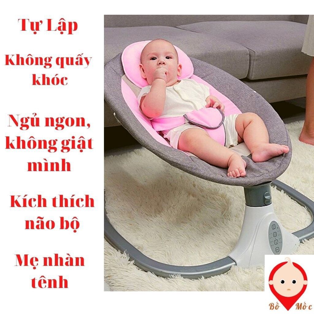 Nôi Điện Ru Ngủ Tự Rung Có Điều Khiển Cho Bé Nằm Ngoan Không Quấy Khóc - Shop Bố Mốc