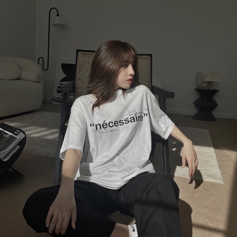 Áo thun unisex nam nữ NECESSAIRE basic , áo phông oversize dáng rộng tay lỡ hiện đại cá tính kiểu dáng Hàn Quốc