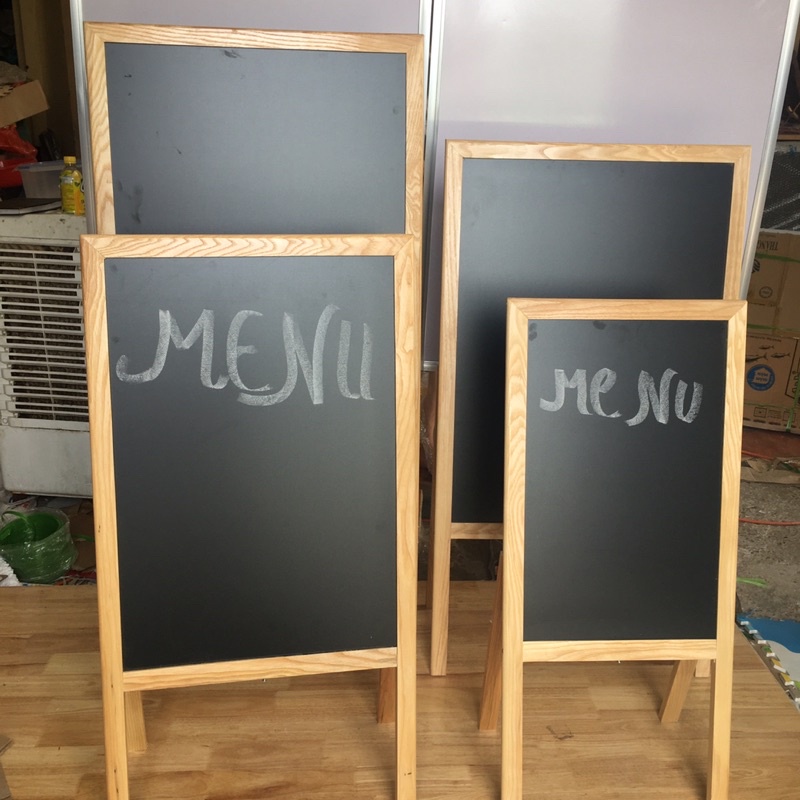 Bảng Menu Liền Sẵn Chân Để nhà hàng quán ăn , cafe, trà tranh Giá Gỗ Khung Gỗ Sồi chất lượng cao (tặng kèm hộp phấn màu)