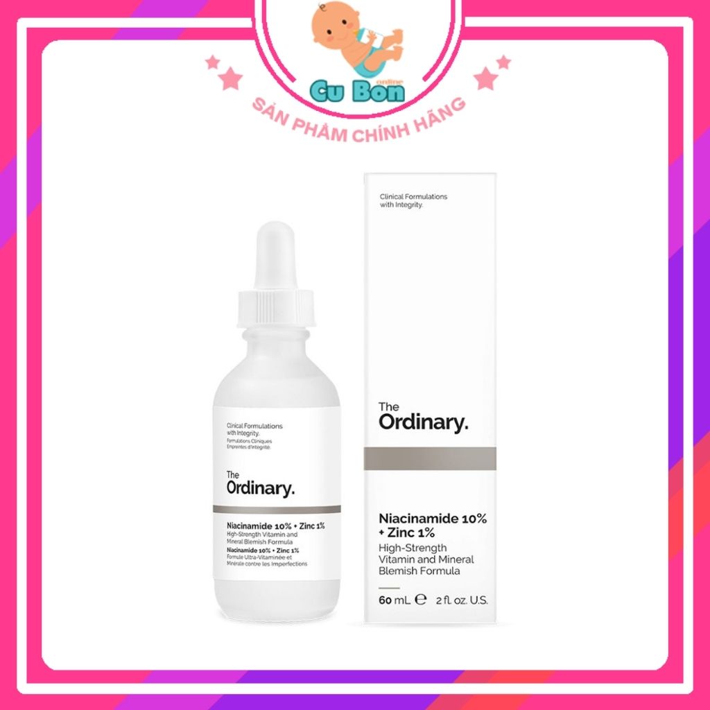 Serum The Ordinary Niacinamide 10% + Zinc 1% Canada Giúp Cân Bằng Bã Nhờn Làm Sáng Da Thu Nhỏ Lỗ Chân Lông 30ml