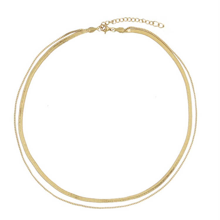 Vòng cổ Thép Titan Hai Lớp Phong Cách Âu Mỹ Đơn Giản Cho Nữ