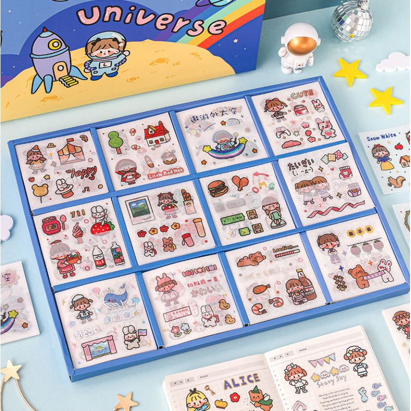 Set 10 tấm sticker dễ thương trang trí sổ tay bullet journal - set ngẫu nhiên
