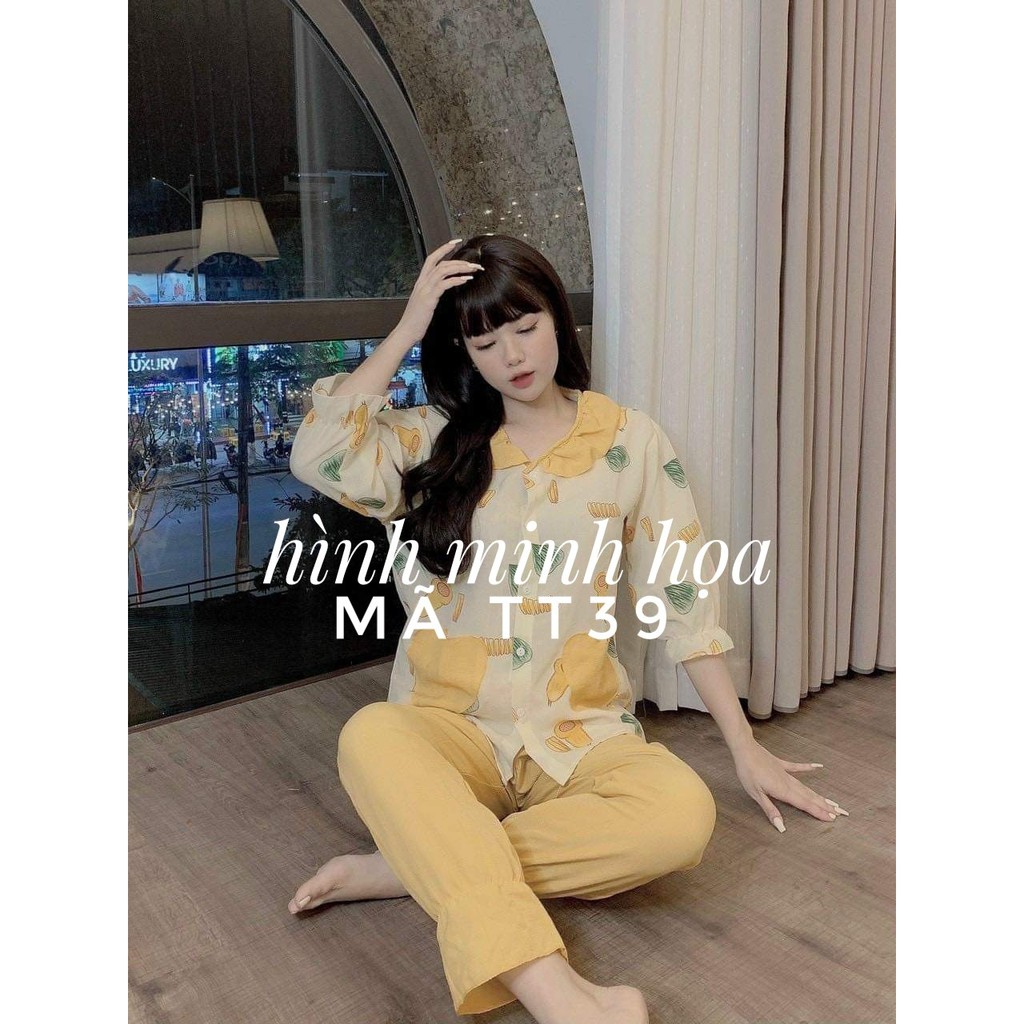 TT39- SET BỘ TIỂU THƯ - Bộ pijama đũi xốp fom dưới 58 kg hình thật 100%
