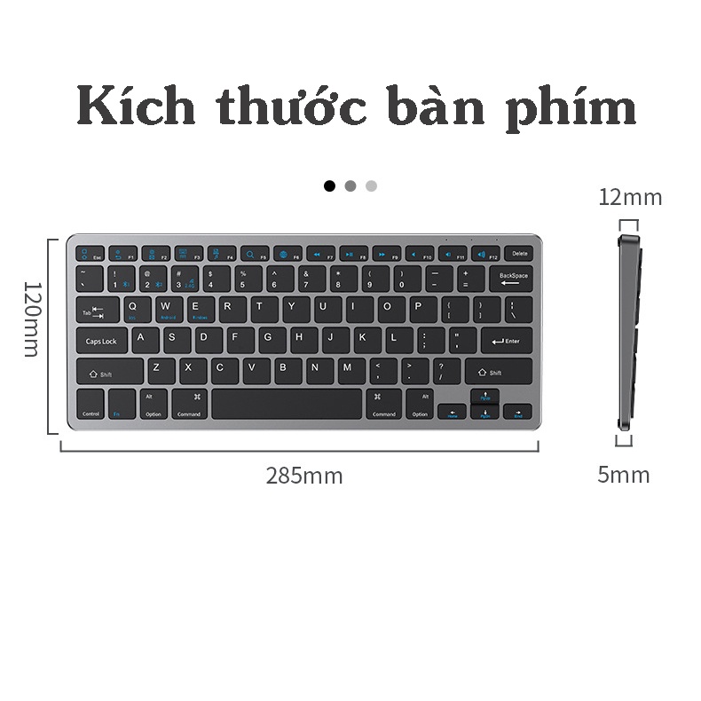 Bàn phím không dây mini cao cấp đa kết nối Bluetooth 5.0 + 3.0 + USB Wireless 2.4G dùng cho nhiều thiết bị