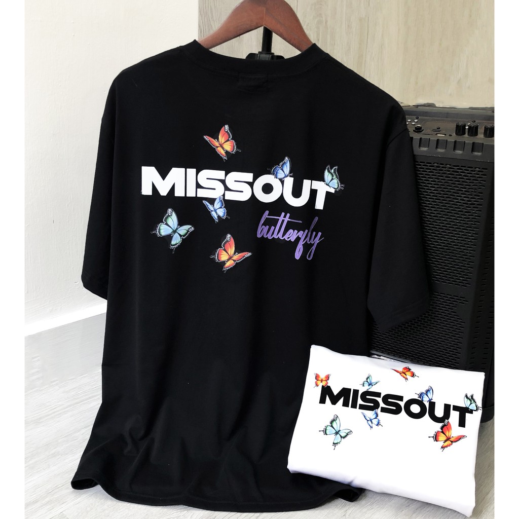 Áo thun tay lỡ MISSOUT BUTTERFLY, áo thun cotton nam nữ unisex , Dricco_offcial