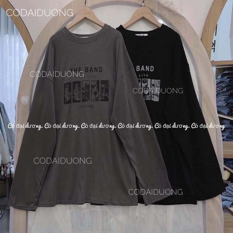 [RẺ VÔ ĐỊCH] Áo thun THU ĐÔNG form thụng in chữ THE BAND dài tay cổ tròn unisex (kèm ảnh thật ở cuối)