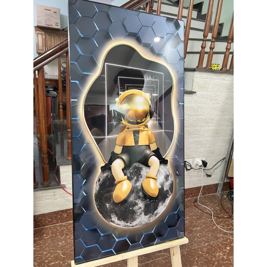 Tranh Treo Tường Gấu Phi Hành Gia Tranh Dài Treo Phòng Khách/ Phòng Ngủ/ Game Gaming/ làm Quà Tặng