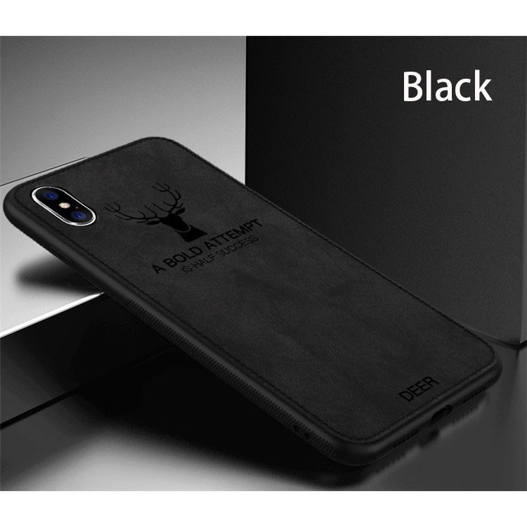 Ốp điện thoại TPU silicone dẻo phối da khắc họa tiết đầu hươu cá tính thích hợp cho iPhone XS Max XS XR X 6 6S 7 8