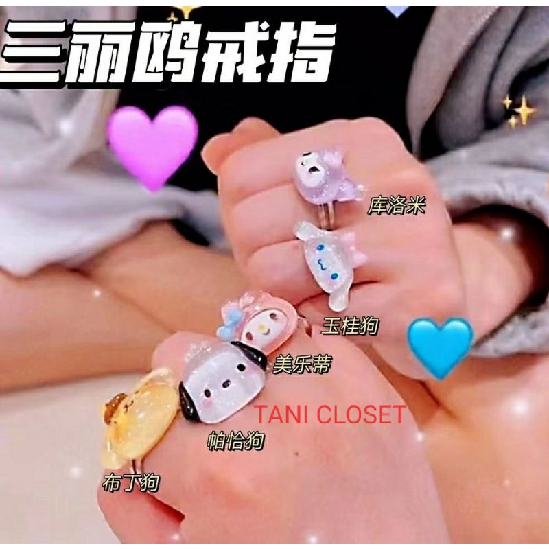 Nhẫn Hoạt Hình SANRIO Đủ Màu Lấp Lánh