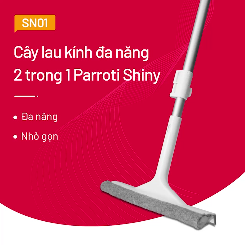 Cây lau kính thông minh, gạt chùi kính đa năng 2 đầu trong 1, cán tăng giảm chiều dài Parroti Shiny | BigBuy360 - bigbuy360.vn