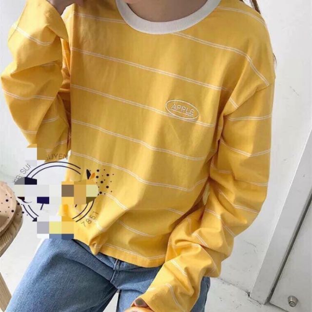 Sản phẩm gia đình làm: Áo dài tay kẻ nữ