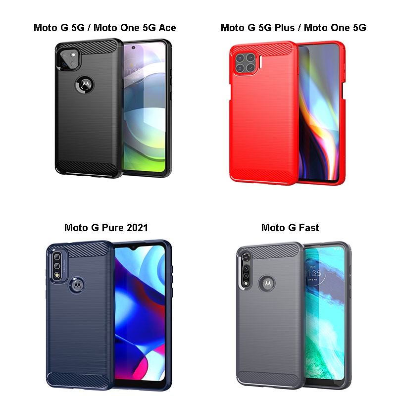 Ốp Điện Thoại Sợi Carbon Mềm Chống Nứt Cho Motorola Moto G 5G Plus / Stylus / Power / Play / Pure / Pro 2022 2021 One Ace / Fusion / Fusion + 5G