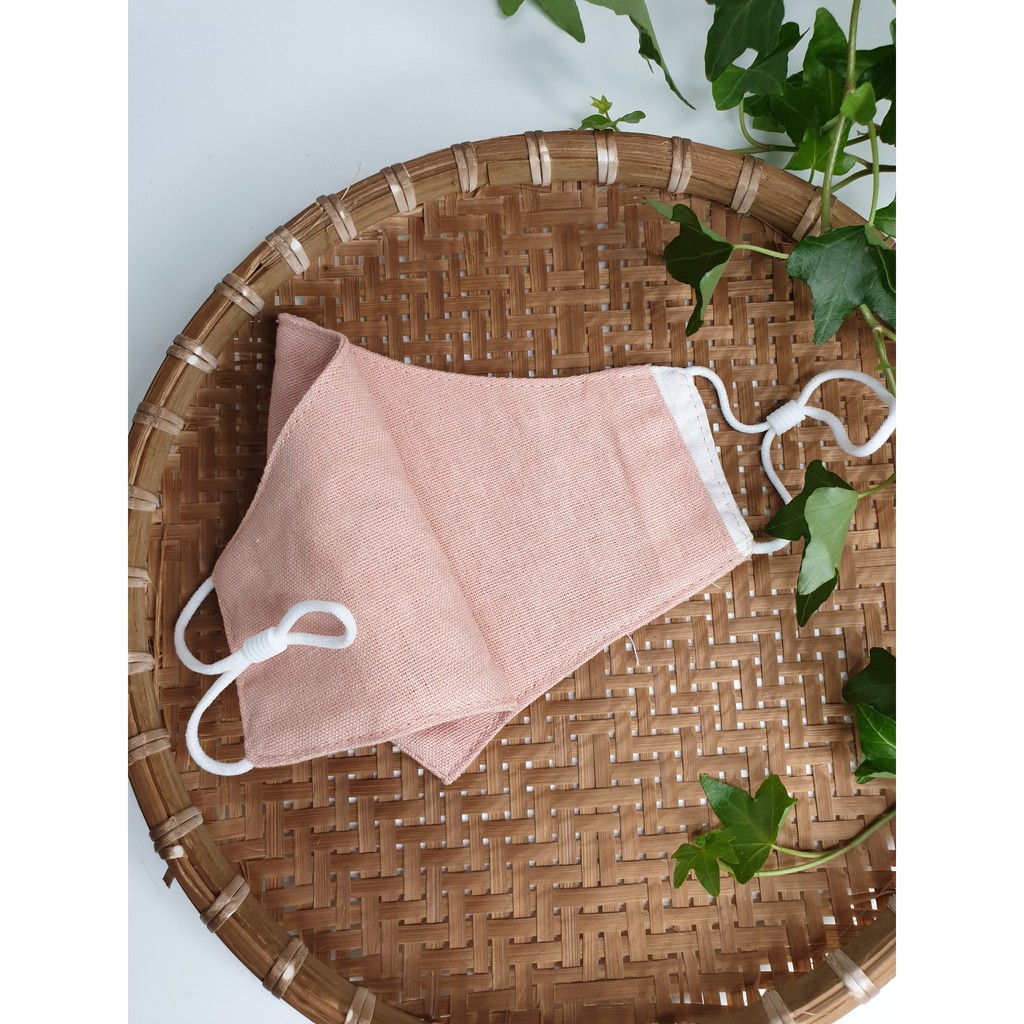 Khẩu trang thêu tay vải linen hình hoa  JL135