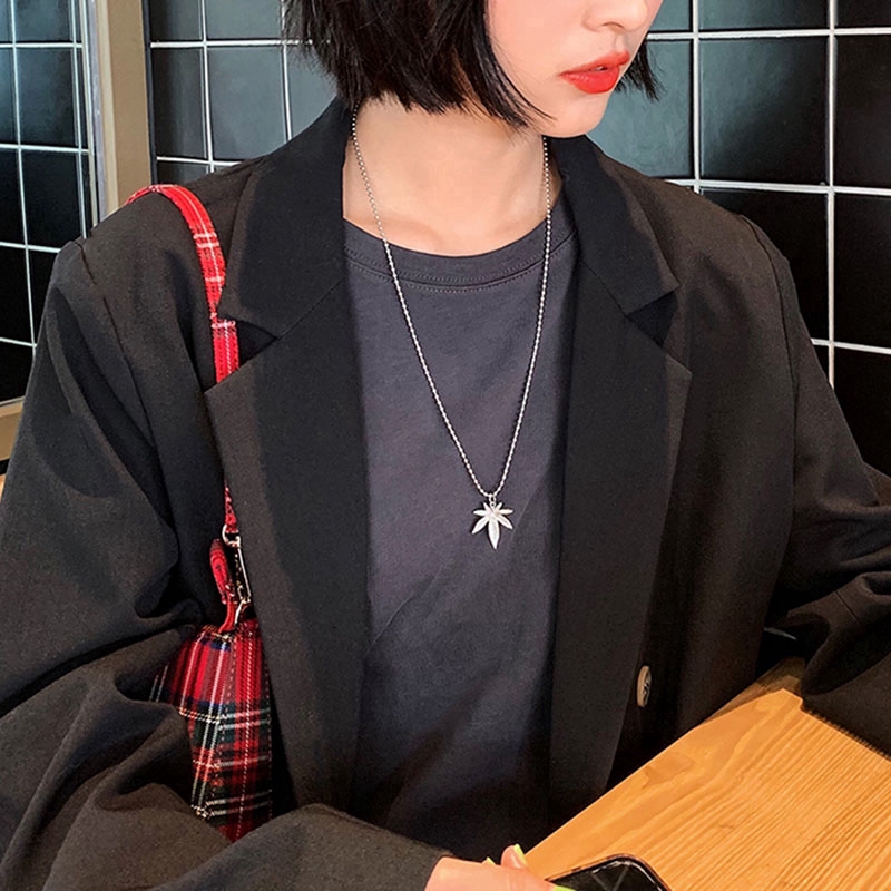 Vòng cổ bạc hình lá phong cá tính cho nam và nữ | BigBuy360 - bigbuy360.vn