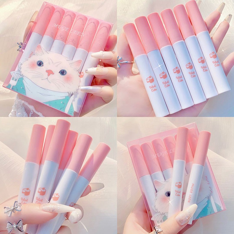 Set 6 cây son lì Muge Leen mèo trắng nội địa trung