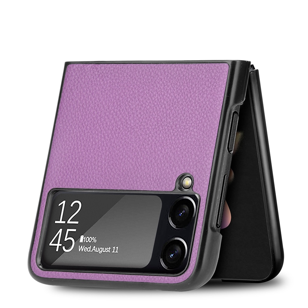 Ốp điện thoại da PU cứng siêu mỏng thời trang cho Samsung Galaxy Z Flip 3 5g / Samsung Z Flip3 Zflip3