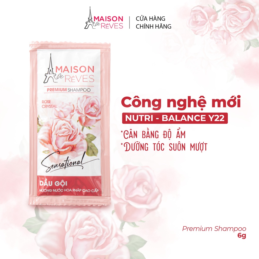 Gội hương nước hoa Pháp cao cấp Maison De Rêves hoa Hồng pha lê, suôn mượt, ngừa gãy rụng 6g