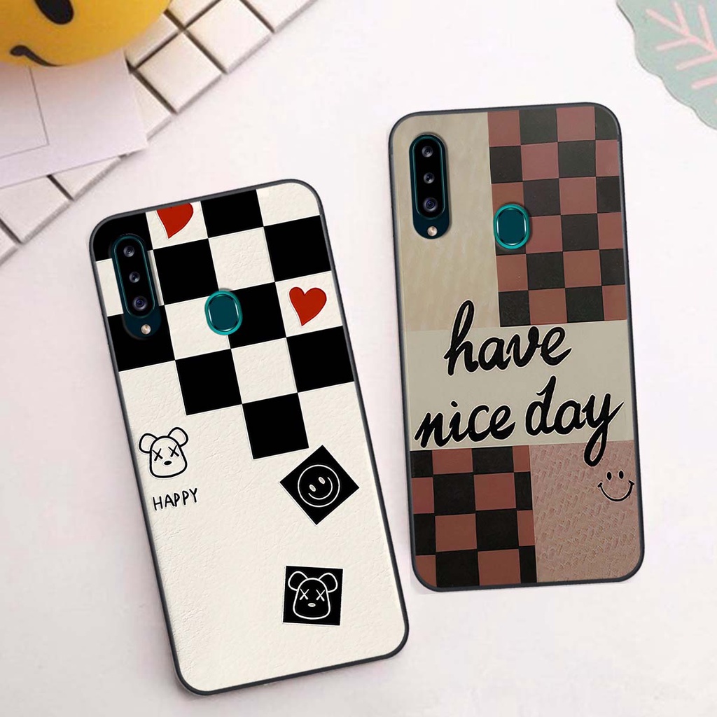 Ốp Samsung A20s caro trái tim cá tính, thời trang siêu đẹp, siêu phong cách