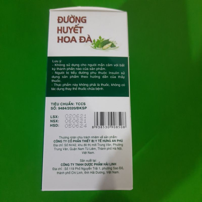 Viên uống tiểu đường - ĐƯỜNG HUYẾT HOA ĐÀ - Hỗ trợ hạ đường huyết,ổn định đường huyết - giảm biến chứng tiểu đường