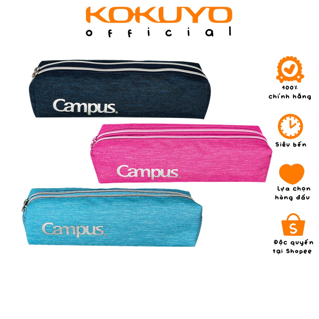 Túi Bút Học Sinh Campus Double Zipper Nhỏ Gọn, Vải Dày, Bền Chắc