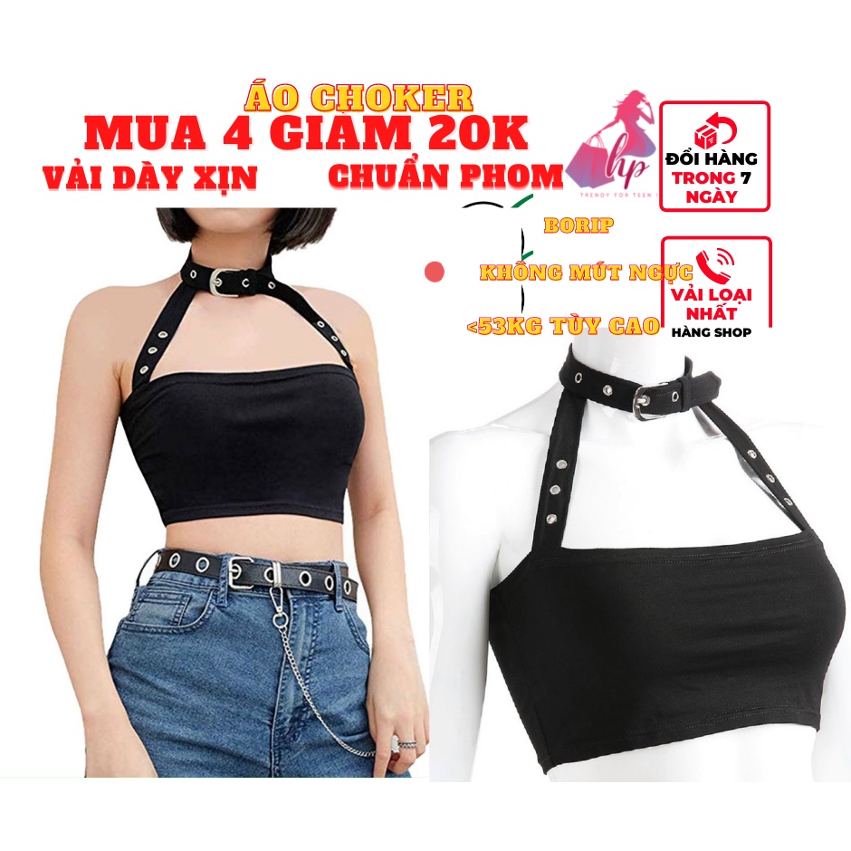 áo croptop nữ dạng ống khoét ngực dây cổ ôm body kiểu hàn quốc - mã A124