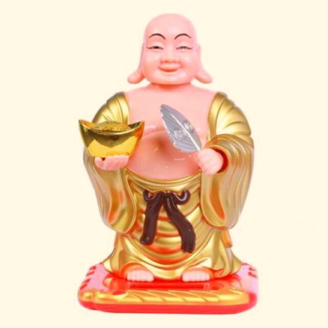 Tượng di lặc gật gù vẫy quạt thờ thần tài CỠ TO 20cm